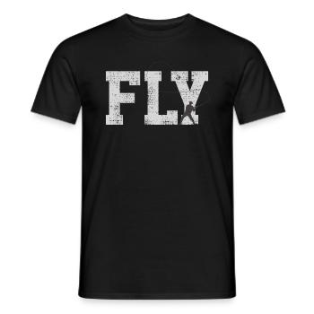 fly fishing - Men's T-Shirt - black - Front - AI Model Male 178 light (178cm)