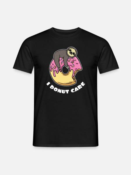 Faultier Donut I Donut Care Comic Lustig Geschenk - Männer T-Shirt - Schwarz