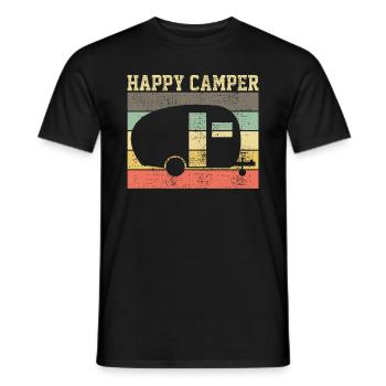 Campen Camping Gluecklich - Männer T-Shirt - Schwarz - Vorne - AI Model Male 178 light (178cm)