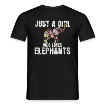 Elephant floral pattern animal - Men's T-Shirt - black - Front - AI Model Male 178 light (178cm)