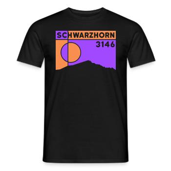 Flüela Schwarzhorn Davos Hiking Ski Touring High Tour - Men's T-Shirt - black - Front - AI Model Male 178 light (178cm)