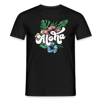Aloha Hibiscus Hawaii - Men's T-Shirt - black - Front - AI Model Male 178 light (178cm)