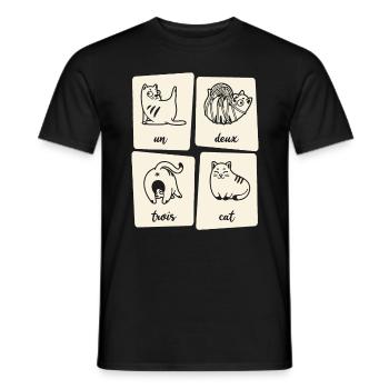 Un Deux Trois Cat Katzen Fans - Männer T-Shirt - Schwarz - Vorne - AI Model Male 178 light (178cm)