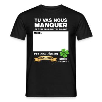 Départ De Collègue Idée Cadeau Signature Vêtement - T-shirt homme - noir - Devant - AI Model Male 178 light (178cm)