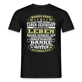 Bonuspapa Bonus Dad Papa Ersatzvater - Männer T-Shirt - Schwarz - Vorne - AI Model Male 178 light (178cm)