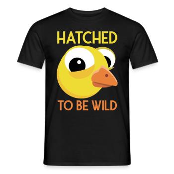Cute chick hatched saying Hatched to be wild - Men's T-Shirt - black - Front - AI Model Male 178 light (178cm)