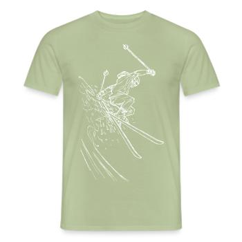 Skifahren - Freerider - Männer T-Shirt - Sage - Vorne - AI Model Male 178 light (178cm)