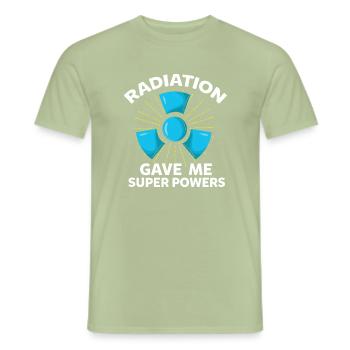 Superposition de superpuissances au rayonnement du rayonnement du cancer - T-shirt homme - vert sauge - Devant - AI Model Male 178 light (178cm)