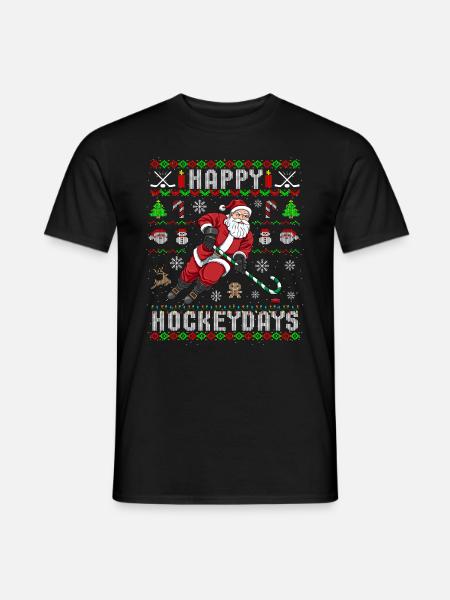 Ugly Christmas ice hockey Santa Claus gift - Men's T-Shirt - black