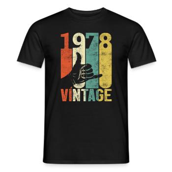 Retro 1978 Birthday Shaka Vintage 70's Gift - Men's T-Shirt - black - Front - AI Model Male 178 light (178cm)