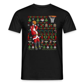 Cadeau de basket- laid Noël Père Noël - T-shirt homme - noir - Devant - AI Model Male 178 light (178cm)