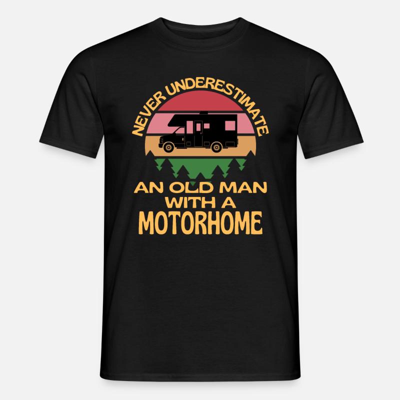 Alter Mann mit einem Wohnmobil - Männer T-Shirt - Schwarz