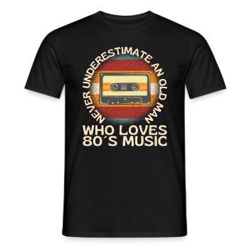 Vieil homme qui aime la musique des années 80 - T-shirt homme - noir - Devant - AI Model Male 178 light (178cm)