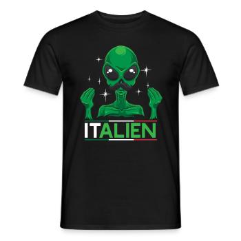 Italien Handgeste Italiener Flagge Alien Geschenk - Männer T-Shirt - Schwarz - Vorne - AI Model Male 178 light (178cm)