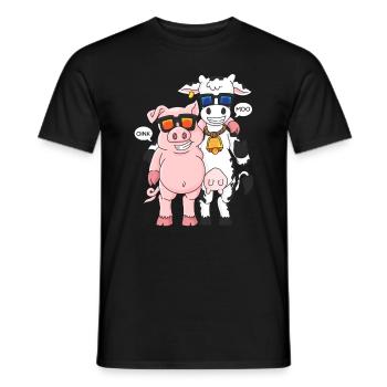Cow pig sunglasses farmer farmer gift - Men's T-Shirt - black - Front - AI Model Male 178 light (178cm)