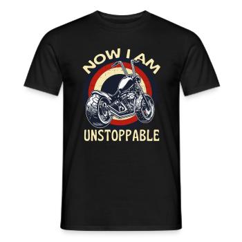 Now I Am Unstoppable Motorcycle Retro - Men's T-Shirt - black - Front - AI Model Male 178 light (178cm)