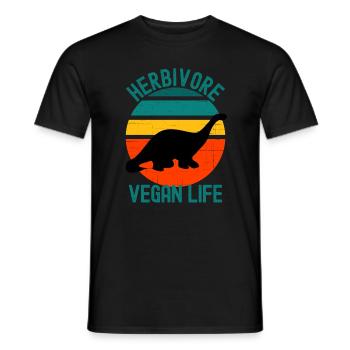 Pflanzenfresser Dinosaurier Vegan Leben Retro - Männer T-Shirt - Schwarz - Vorne - AI Model Male 178 light (178cm)