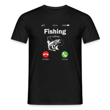 Fishing Is Calling Funny Cell Phone - Men's T-Shirt - black - Front - AI Model Male 178 light (178cm)