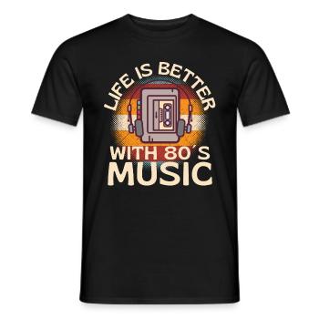 La vie est meilleure avec la musique des années 80 - T-shirt homme - noir - Devant - AI Model Male 178 light (178cm)