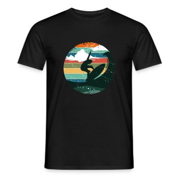 Surfing Surfer Beach Vintage Waves Retro - Men's T-Shirt - black - Front - AI Model Male 178 light (178cm)