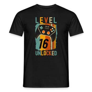 Level 16 Unlocked Funny Gaming - Men's T-Shirt - black - Front - AI Model Male 178 light (178cm)