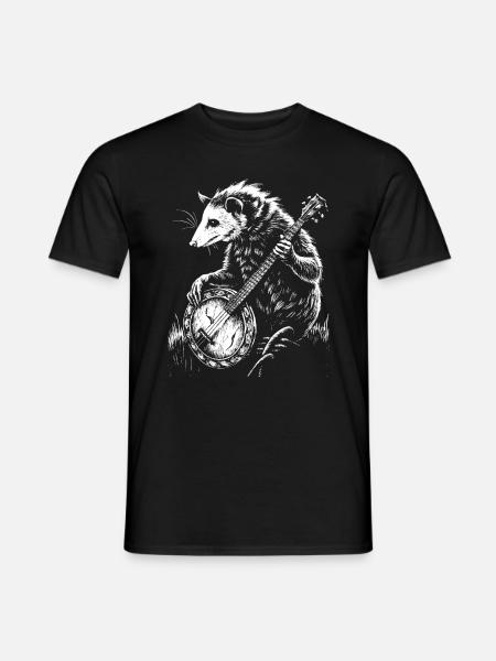Lustiges Possum Opossum spielt Banjo-Gitarre - Männer T-Shirt - Schwarz