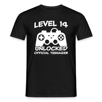 14e anniversaire joueur de cadeau adolescent 14 ans - T-shirt homme - noir - Devant - AI Model Male 178 light (178cm)