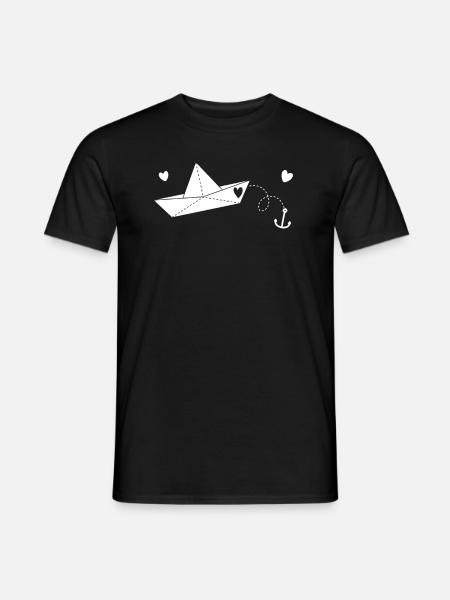 Papierboot Anker Papierschiff - Männer T-Shirt - Schwarz