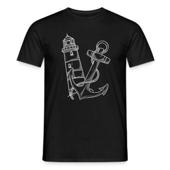 Leuchtturm Anker Maritim - Männer T-Shirt - Schwarz - Vorne - AI Model Male 178 light (178cm)