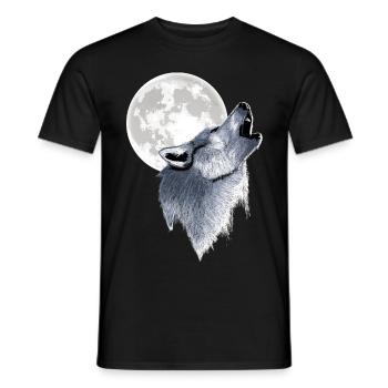 Howling Wolf Full Moon Moon - Men's T-Shirt - black - Front - AI Model Male 178 light (178cm)