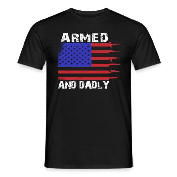 Armed and paternal Funny paternal fathers - Men's T-Shirt - black - Front - AI Model Male 178 light (178cm)