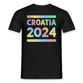 Croatie 2024 Équipe de vacances colorée - T-shirt homme - noir - Devant - AI Model Male 178 light (178cm)