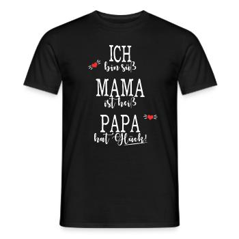 Papa Mama Baby Vatertag Glueck - Männer T-Shirt - Schwarz - Vorne - AI Model Male 178 light (178cm)
