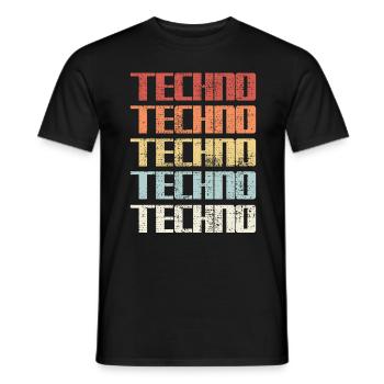 Retro Vintage Techno - Männer T-Shirt - Schwarz - Vorne - AI Model Male 178 light (178cm)