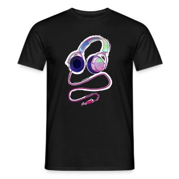 Headphone - Men's T-Shirt - black - Front - AI Model Male 178 light (178cm)