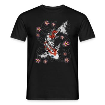 Koi fish carp pond - Men's T-Shirt - black - Front - AI Model Male 178 light (178cm)