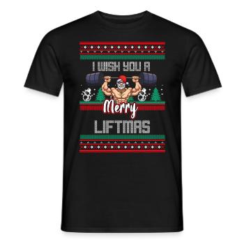 i wish you a merry liftmas - Men's T-Shirt - black - Front - AI Model Male 178 light (178cm)
