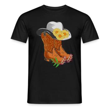 BOTTE DE COWBOY - T-shirt homme - noir - Devant - AI Model Male 178 light (178cm)