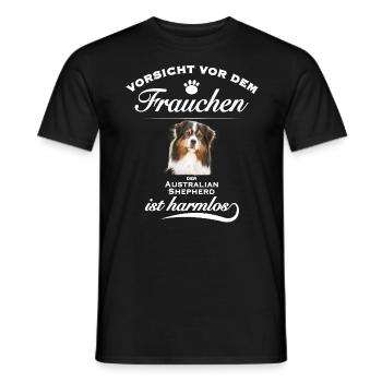 Aussie - Aussie Hund - Australian Shepherd - Männer T-Shirt - Schwarz - Vorne - AI Model Male 178 light (178cm)