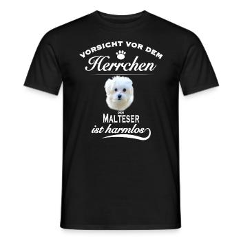 Vorsicht vor dem Herrchen - Malteser ist harmlos - Männer T-Shirt - Schwarz - Vorne - AI Model Male 178 light (178cm)