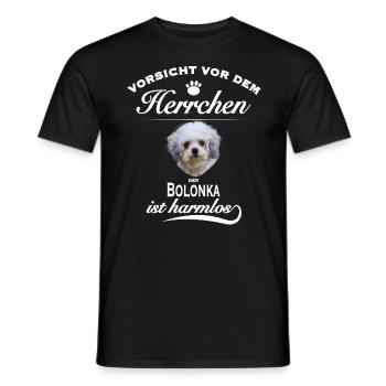 Bolonka Zwetna Hund - Vorsicht vor dem Herrchen - Männer T-Shirt - Schwarz - Vorne - AI Model Male 178 light (178cm)
