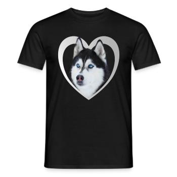 I Love my Husky - Hund Herz - Husky - Männer T-Shirt - Schwarz - Vorne - AI Model Male 178 light (178cm)