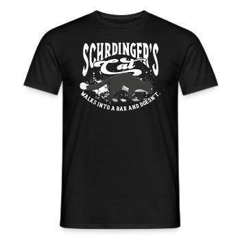 Le chat de Schrödinger se promène dans un bar - T-shirt homme - noir - Devant - AI Model Male 178 light (178cm)