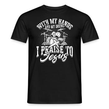 Drummer Jesus Cross Drummer Drummer - Men's T-Shirt - black - Front - AI Model Male 178 light (178cm)