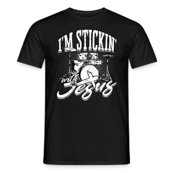 Drummer Jesus Cross Drummer Drummer - Men's T-Shirt - black - Front - AI Model Male 178 light (178cm)