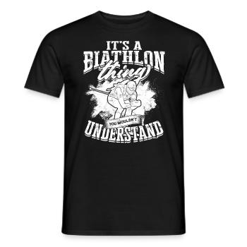 Biathlon Sport Winter Sports Ski Gift Quote Lan - Men's T-Shirt - black - Front - AI Model Male 178 light (178cm)