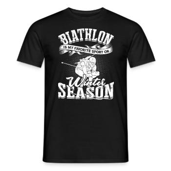 biathlon sport winter sports ski gift saying lan - Men's T-Shirt - black - Front - AI Model Male 178 light (178cm)