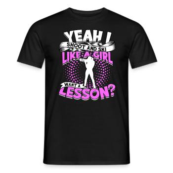 Biathlon Sport Winter Sports Ski Gift Quote Lan - Men's T-Shirt - black - Front - AI Model Male 178 light (178cm)
