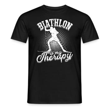 biathlon sport winter sports ski gift saying lan - Men's T-Shirt - black - Front - AI Model Male 178 light (178cm)
