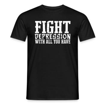 depression depressive sad idea unglückl - Men's T-Shirt - black - Front - AI Model Male 178 light (178cm)